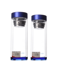 正品天旗蓝色经典玻璃杯子双层玻璃杯带滤网茶隔高档礼品杯批发