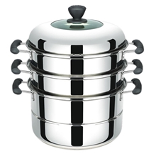 家用多功能厨房蒸锅恒能04厚不锈钢锅三层多功能蒸锅