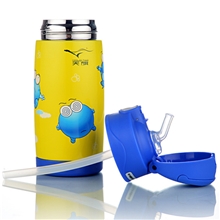 天旗儿童保温杯塑料防烫手绿豆蛙硅胶吸管杯不锈钢韩版个性杯子