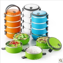 彩色不锈钢保温盒保温桶三层四层组合饭盒学生儿童食格密封便当盒