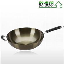 欧福郎厨具厂家批发黄金珍珠炒锅精铁不粘炒菜锅煤气电磁炉适用