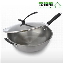 批发欧福郎铂金复底炒锅不粘不锈平底炒锅电磁炉燃气通用锅