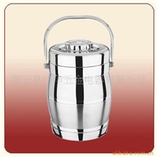 供应高级不锈钢鼓形双层保温提锅1.6L