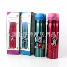 厂家提供304不锈钢彩扣杯350ML真空卡通学生保温杯定做