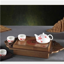 商务礼品批发万事如意雅光釉玉脂瓷茶具套装精美家居礼品