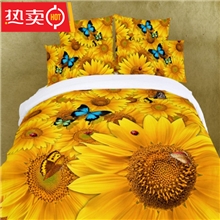 3Dfamilyoffour活性油画全棉四件套床上用品外贸批发