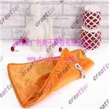 厂家供应出口日本橙色超柔剪毛绒USB发热小毛毯