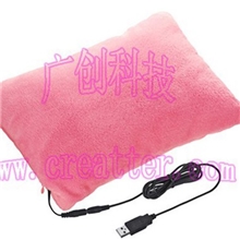 工厂直销出口日本粉色短毛绒USB发热小抱枕靠垫
