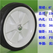 厂家供应6寸实心橡胶轮子、脚轮、6寸手推车轮子、垃圾桶轮子