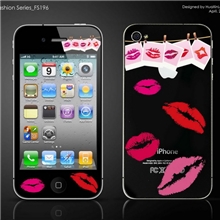 苹果4代卡通贴膜iphone4/4s手机高清前后贴纸彩色可爱闪钻贴