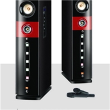 2.0有源音响音箱带双无线话筒带USB/SD读卡功能带跑马灯