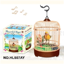 新品热销厂家供应507仿真声控鸟带鸟笼3C产品