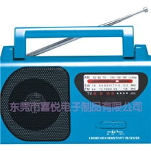 TR-0084收音机/AM/FM/SW旋钮式按键调频收音机蓝色