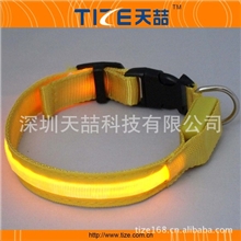 LED宠物发光项圈宠物项圈纯色项圈鱼丝面光纤导光条-黄色款