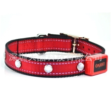 超亮灯带发光项圈反光丝项圈红蓝黑三色可选宠物脖套