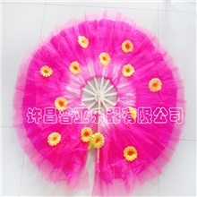 厂家直销高质量秧歌舞蹈扇三色可选圆纱扇360度纱扇