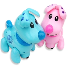 B086实色电动万向灯光音乐QQ狗电动可爱玩具玩具代理一件代发