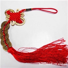 厂家批发红色五帝钱中国节汽车车挂仿古铜钱镇宅中国结挂件