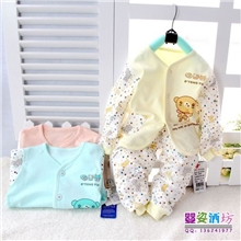 爆款热销婴儿内衣套装童雨卡通纯棉束口开胸套宝宝棉毛衫1038