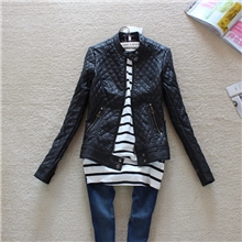 2013秋装新款女式欧美水洗皮pu皮短款修身女皮夹克短外套绿叶批发