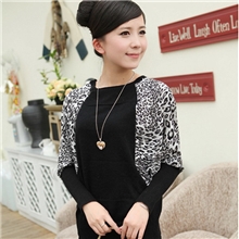 清仓！低价女式针织衫蝙蝠衫秋冬装豹纹拼色女式毛衣针织衫女