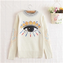 女式针织毛衣批发明星同款2013爆款女装套头眼睛刺绣毛衣