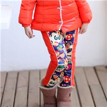 2013儿童实施羽绒裤女童羽绒内胆裤羽绒裤外穿卡通拼色