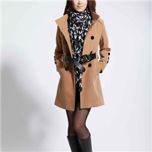 2013秋冬新款立领妮子大衣批发韩版气质修身双排扣女式毛呢大衣