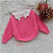 爆版批发儿童毛衣宝宝娃娃领纯棉线蝙蝠衫女童毛衣1351款