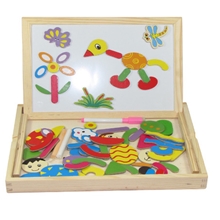 木制拼图、益智玩具木制磁性双面画板奇妙画板