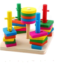 玩具/小额批发/木制玩具批发/低价混批/五柱套装积木