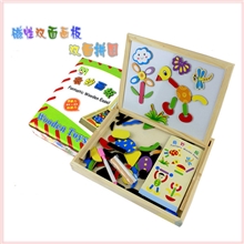 供应木制玩具奇妙画板磁性拼图画板双面画板磁性拼拼乐