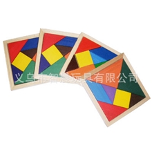 小额批发彩色七巧板玩具木制智力开发拼图拼板附图纸益智专业教具