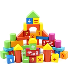 50粒数字智力积木批发儿童早教益智宝宝拼装智力大块木质木制玩