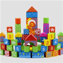 100粒数字桶装积木批发儿童早教启蒙益智木制大块实木质拼插玩具