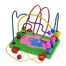 特价卡通智力绕珠拖车儿童拖拉早教益智木制宝宝木质大号串珠玩具