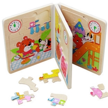 木书智力拼图玩具书本拼图农场的一天木质拼图益智拼图书