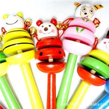 卡通摇铃小摇铃可爱卡通图案木质叮铃铃的美妙童年