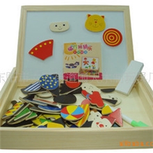 磁性拼拼乐益智玩具木制儿童玩具拼图黑白双面画板彩色拼图