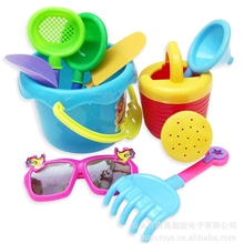 N6010沙滩玩具9件套装沙滩桶洗澡挖沙沙漏玩沙儿童玩戏水益智玩具