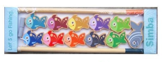 木制德国Simba磁性钓鱼玩具培养宝宝动手能力超长磁力钓竿