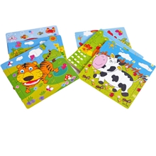 厂家直销益智动物小拼图开发智力拼板木制16款小拼图卡通拼图