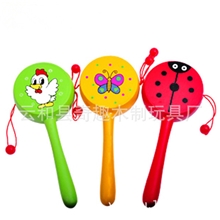 木质拨浪鼓批发卡通拨浪鼓拨浪鼓婴儿玩具随机发货大号
