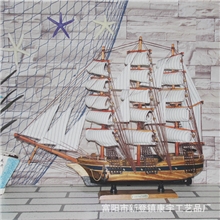 木制帆船60cm实木帆船工艺品船模礼品地中海风格家居摆件