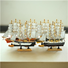 地中海风格帆船模型装饰摆设20CM木质帆船6款82001-06