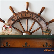 地中海风格船舵挂衣钩半舵手家居摆设海洋风格2款可选