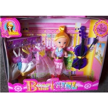 厂家直销三寸小芭比套装008696配小提琴一把过家家儿童小玩具