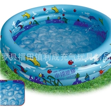 厂家供应：圆形三管充气儿童泳池，充气水池，泡泡底游泳池