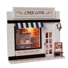 创意礼物diy小屋批发欧洲店铺蛋糕情缘带灯手工拼装房子模型