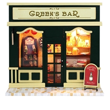 创意礼物diy小屋批发欧洲店铺格林酒吧带灯手工拼装房子模型